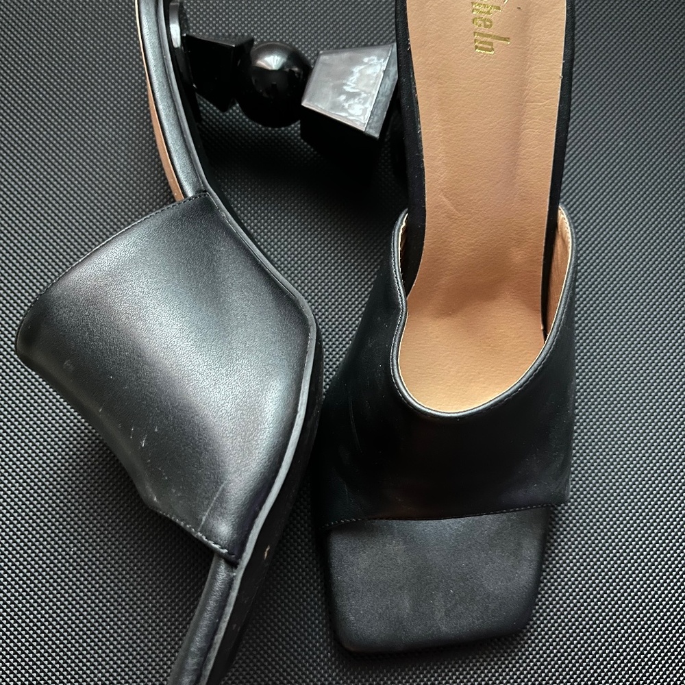 Abstract Black Mule Heels
